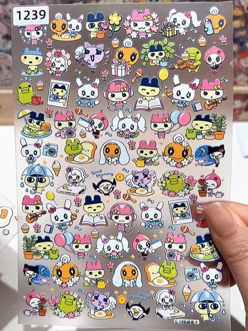 Phone Accessories Doll - New Embossed Tamagotchi Waterproof Stickers, Cute