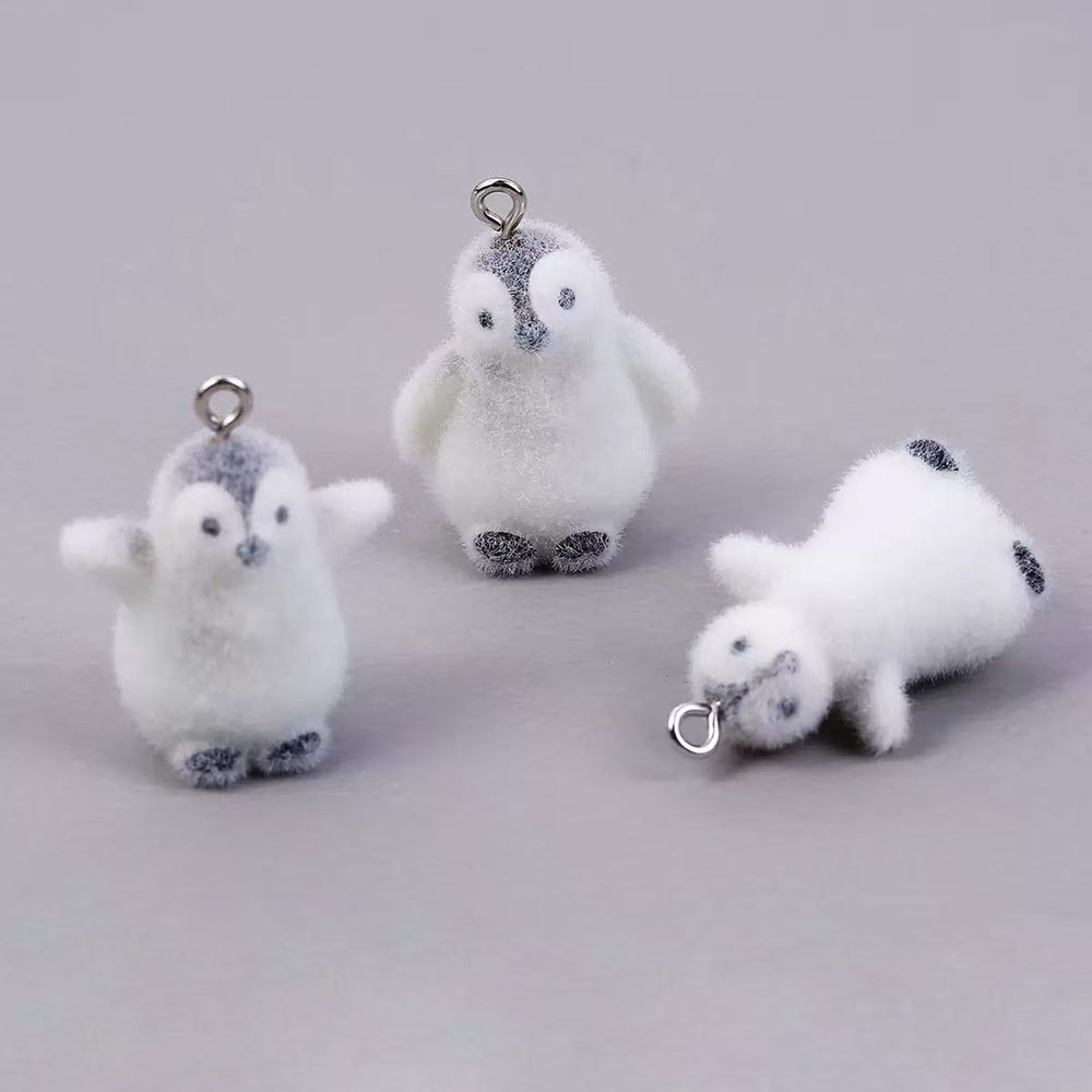 Phone Accessories Jewelry - 5pcs Flocking Small Penguin Resin Charms