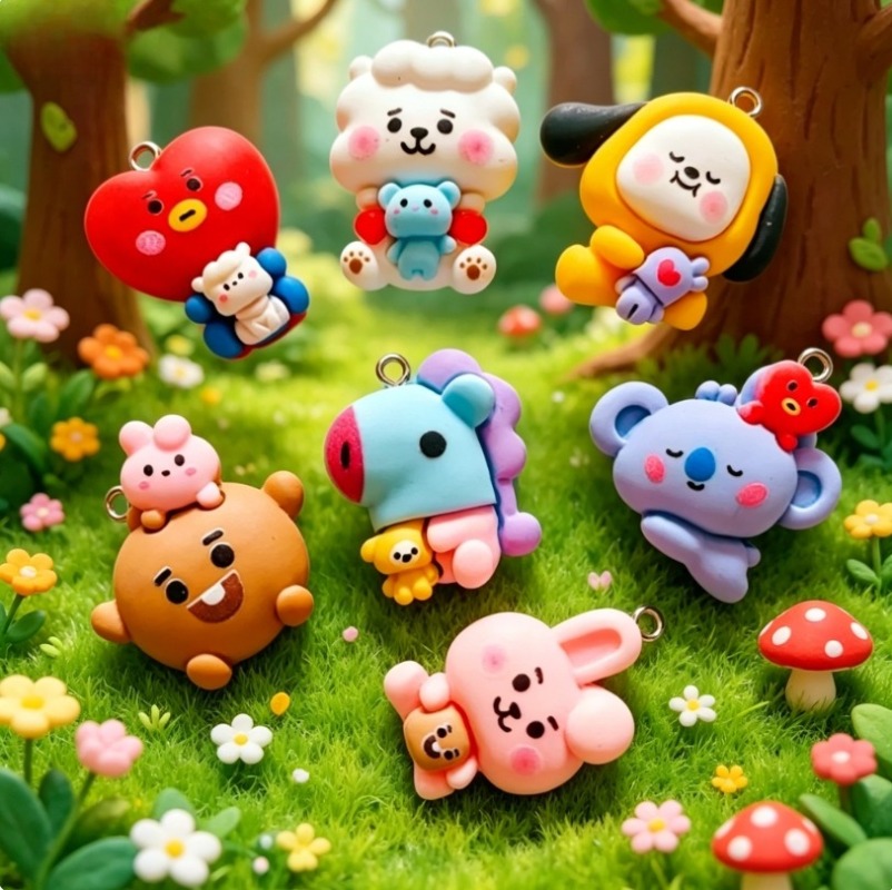 7pcs BT21 Resin Cartoon Charm  - Phone Accessories Jewelry review and price
