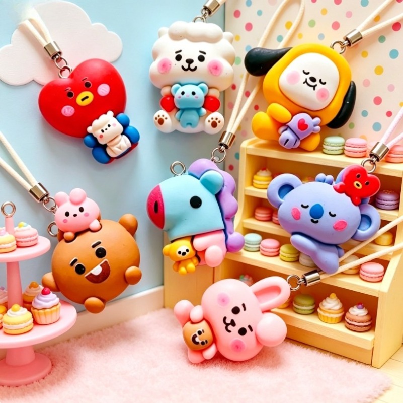 7pcs BT21 Resin Cartoon Charm  - Phone Accessories Jewelry review and price