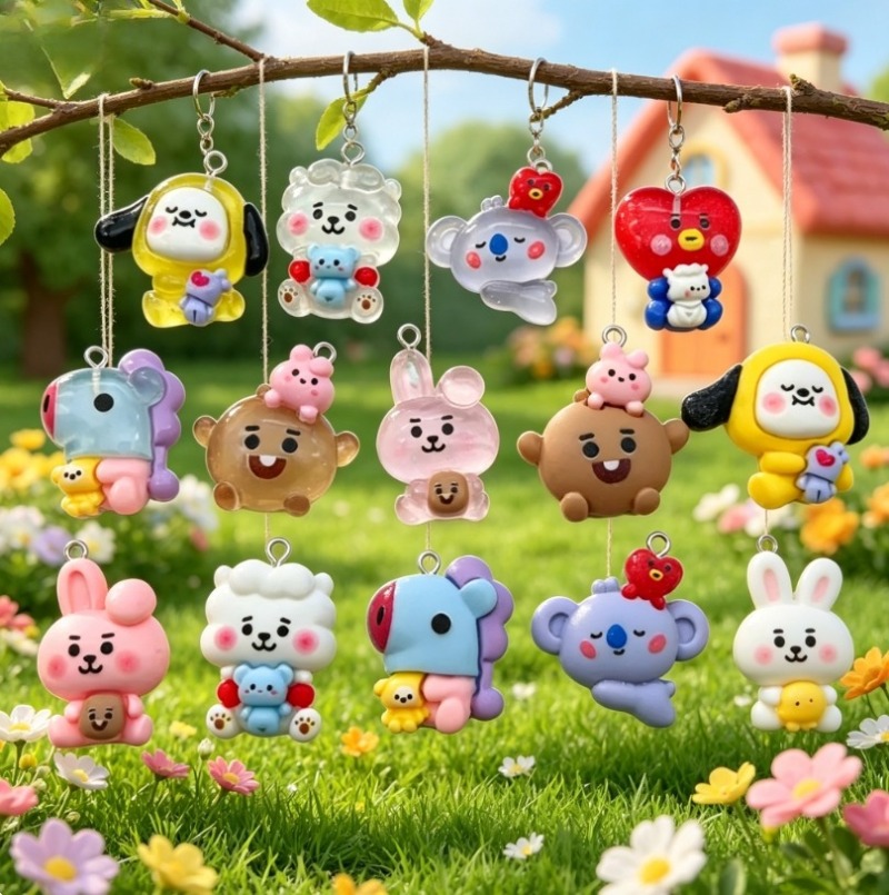7pcs BT21 Resin Cartoon Charm  - Phone Accessories Jewelry review and price